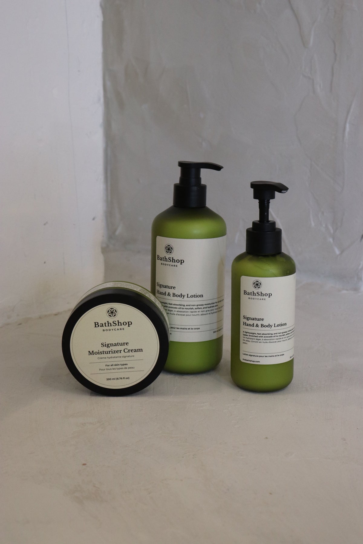 Eco-friendly skincare products on a minimalist surface